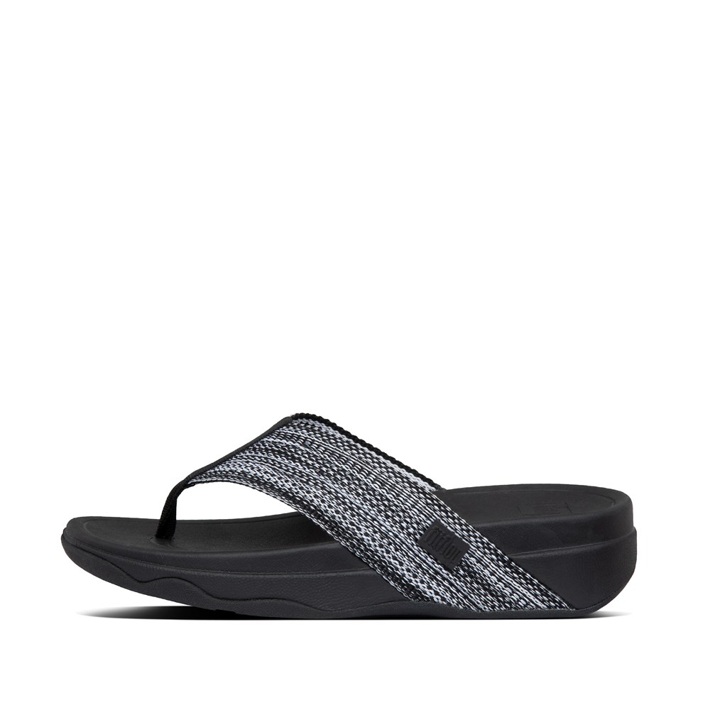 Fitflop Womens Sandals Black - Surfa Toe-post - WF1708625